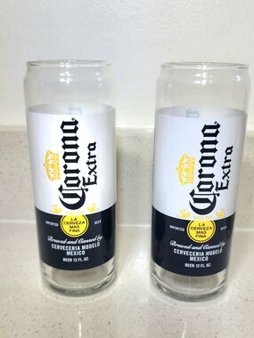 Corona Beer Branded Clear Glasses 12 oz  Set Of 2 New No Tag